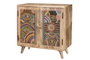 GINER Y COLOMER - Buffet 2 portes en bois de manguier naturel avec motifs ethniques peints à la main - 60 x 60 x 30 cm